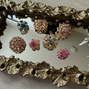 Floral Gold and Multicolor Brooch Set for crafting